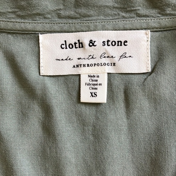 Anthropologie Cloth & stone belted dress worn once excellent condition olive - Picture 2 of 4